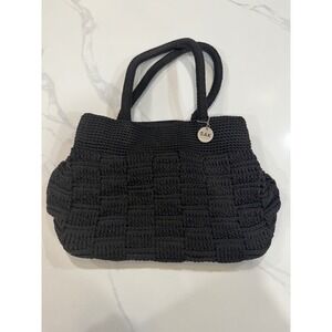 The Sak Black Woven Crochet Shoulder Bag Purse Tote